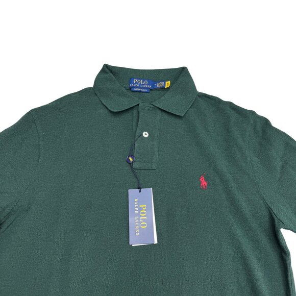 NEW $115 Polo Ralph Lauren Men's Custom Slim Fit D. Green LS Polo Shirt, Size M - Picture 3 of 8